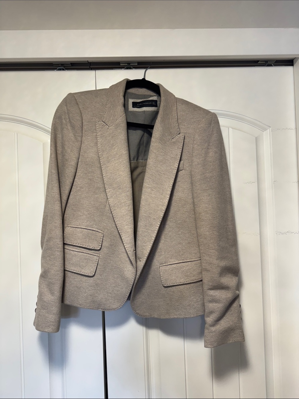 Zara Taupe Cropped Tailored Blazer